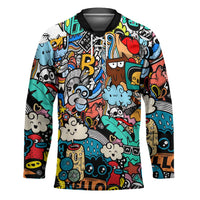 Happy Doodle Monsters Sticker Bomb Hockey Jersey Funny Graffiti Style Cartoon