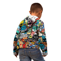 Happy Doodle Monsters Sticker Bomb Kid Hoodie Funny Graffiti Style Cartoon