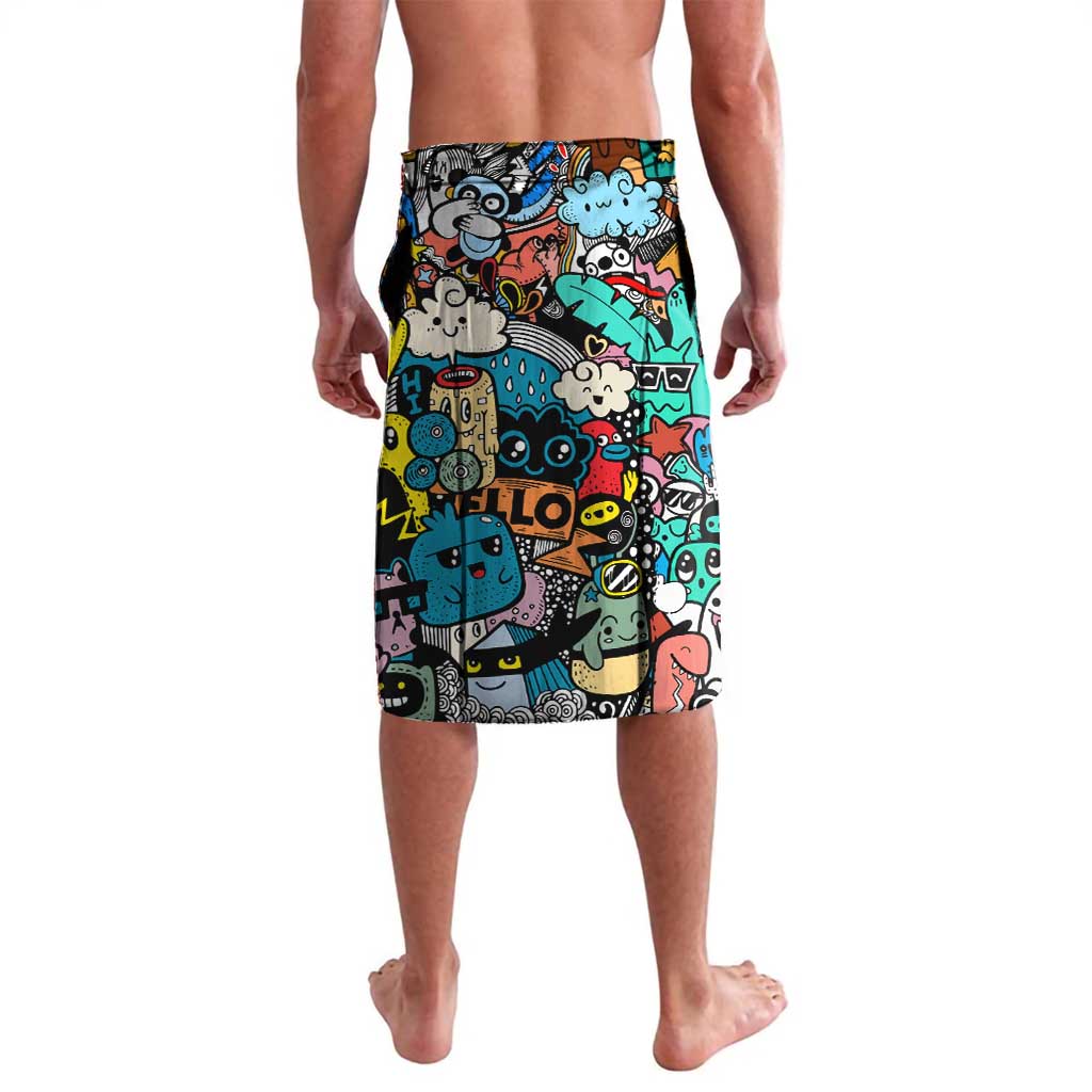 Happy Doodle Monsters Sticker Bomb Lavalava Funny Graffiti Style Cartoon
