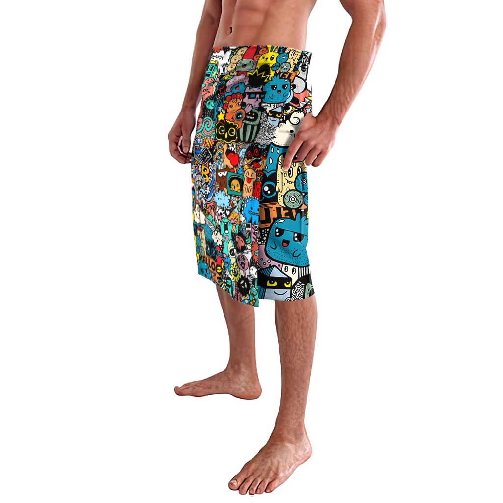 Happy Doodle Monsters Sticker Bomb Lavalava Funny Graffiti Style Cartoon