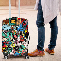 Happy Doodle Monsters Sticker Bomb Luggage Cover Funny Graffiti Style Cartoon