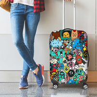 Happy Doodle Monsters Sticker Bomb Luggage Cover Funny Graffiti Style Cartoon