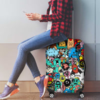 Happy Doodle Monsters Sticker Bomb Luggage Cover Funny Graffiti Style Cartoon