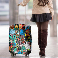 Happy Doodle Monsters Sticker Bomb Luggage Cover Funny Graffiti Style Cartoon