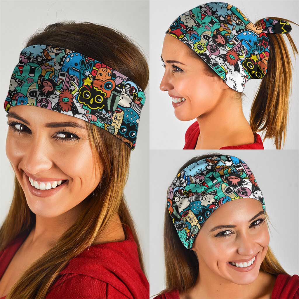 Happy Doodle Monsters Sticker Bomb Neck Gaiter Funny Graffiti Style Cartoon