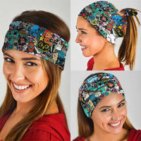 Happy Doodle Monsters Sticker Bomb Neck Gaiter Funny Graffiti Style Cartoon