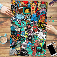 Happy Doodle Monsters Sticker Bomb Puzzle Funny Graffiti Style Cartoon