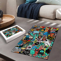 Happy Doodle Monsters Sticker Bomb Puzzle Funny Graffiti Style Cartoon