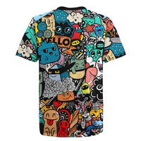 Happy Doodle Monsters Sticker Bomb Rugby Jersey Funny Graffiti Style Cartoon
