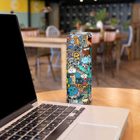 Happy Doodle Monsters Sticker Bomb Skinny Tumbler Funny Graffiti Style Cartoon