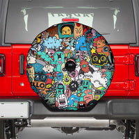 Happy Doodle Monsters Sticker Bomb Spare Tire Cover Funny Graffiti Style Cartoon