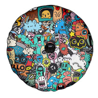 Happy Doodle Monsters Sticker Bomb Spare Tire Cover Funny Graffiti Style Cartoon