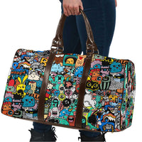 Happy Doodle Monsters Sticker Bomb Travel Bag Funny Graffiti Style Cartoon