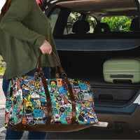 Happy Doodle Monsters Sticker Bomb Travel Bag Funny Graffiti Style Cartoon