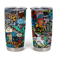 Happy Doodle Monsters Sticker Bomb Tumbler Cup Funny Graffiti Style Cartoon