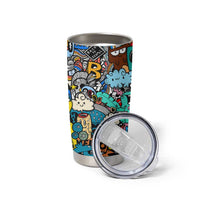 Happy Doodle Monsters Sticker Bomb Tumbler Cup Funny Graffiti Style Cartoon