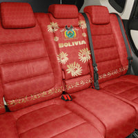 Bolivia National Emblem Back Car Seat Cover with Floral Pattern and Red Folk Design
