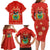 Bolivia National Emblem Family Matching Long Sleeve Bodycon Dress and Hawaiian Shirt with Floral Pattern and Red Folk Design