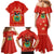 Bolivia National Emblem Family Matching Mermaid Dress and Hawaiian Shirt with Floral Pattern and Red Folk Design