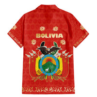 Bolivia National Emblem Family Matching Mermaid Dress and Hawaiian Shirt with Floral Pattern and Red Folk Design