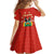 Bolivia National Emblem Family Matching Off The Shoulder Long Sleeve Dress and Hawaiian Shirt with Floral Pattern and Red Folk Design