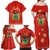 Bolivia National Emblem Family Matching Off Shoulder Maxi Dress and Hawaiian Shirt with Floral Pattern and Red Folk Design