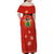 Bolivia National Emblem Family Matching Off Shoulder Maxi Dress and Hawaiian Shirt with Floral Pattern and Red Folk Design