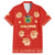 Bolivia National Emblem Family Matching Off Shoulder Short Dress and Hawaiian Shirt with Floral Pattern and Red Folk Design