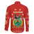 Bolivia National Emblem Family Matching Off Shoulder Short Dress and Hawaiian Shirt with Floral Pattern and Red Folk Design