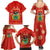 Bolivia National Emblem Family Matching Summer Maxi Dress and Hawaiian Shirt with Floral Pattern and Red Folk Design
