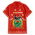 Bolivia National Emblem Family Matching Summer Maxi Dress and Hawaiian Shirt with Floral Pattern and Red Folk Design