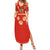 Bolivia National Emblem Family Matching Summer Maxi Dress and Hawaiian Shirt with Floral Pattern and Red Folk Design