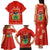 Bolivia National Emblem Family Matching Tank Maxi Dress and Hawaiian Shirt with Floral Pattern and Red Folk Design