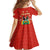 Bolivia National Emblem Kid Short Sleeve Dress with Floral Pattern and Red Folk Design