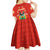 Bolivia National Emblem Kid Short Sleeve Dress with Floral Pattern and Red Folk Design