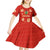 Bolivia National Emblem Kid Short Sleeve Dress with Floral Pattern and Red Folk Design