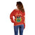 Bolivia National Emblem Off Shoulder Sweater with Floral Pattern and Red Folk Design