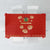 Bolivia National Emblem Tablecloth with Floral Pattern and Red Folk Design