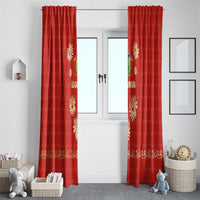 Bolivia National Emblem Window Curtain with Floral Pattern and Red Folk Design