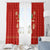 Bolivia National Emblem Window Curtain with Floral Pattern and Red Folk Design
