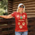 Bolivia National Emblem Women Polo Shirt with Floral Pattern and Red Folk Design