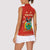 Bolivia National Emblem Women Sleeveless Polo Shirt with Floral Pattern and Red Folk Design