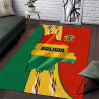 Bolivia Flag Color Area Rug with National Crest, Andean Pattern and Condor Graphic