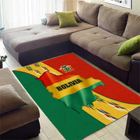 Bolivia Flag Color Area Rug with National Crest, Andean Pattern and Condor Graphic