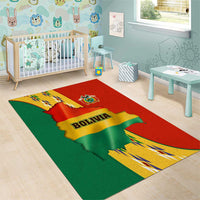 Bolivia Flag Color Area Rug with National Crest, Andean Pattern and Condor Graphic