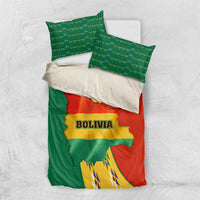 Bolivia Flag Color Bedding Set with National Crest, Andean Pattern and Condor Graphic