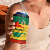 Bolivia Flag Color 4 in 1 Can Cooler Tumbler with National Crest, Andean Pattern and Condor Graphic