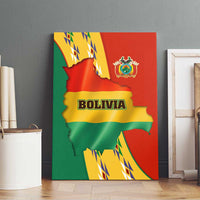 Bolivia Flag Color Canvas Wall Art with National Crest, Andean Pattern and Condor Graphic