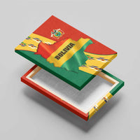 Bolivia Flag Color Canvas Wall Art with National Crest, Andean Pattern and Condor Graphic