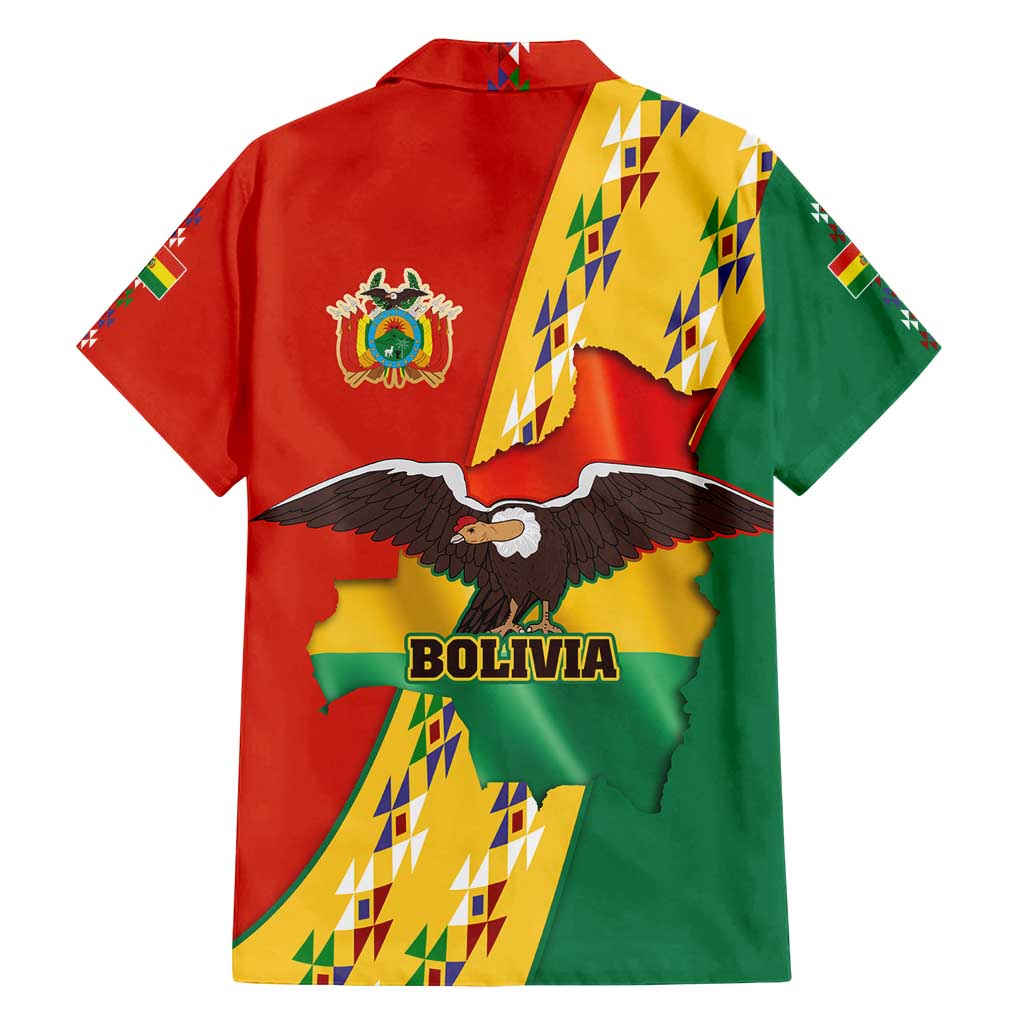 Bolivia Flag Color Family Matching Long Sleeve Bodycon Dress and Hawaiian Shirt with National Crest, Andean Pattern and Condor Graphic